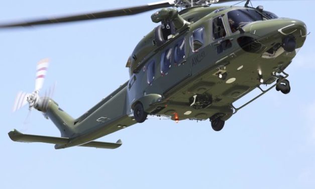 Leonardo displays AW149 helicopter at the DSEI 2019 exhibition