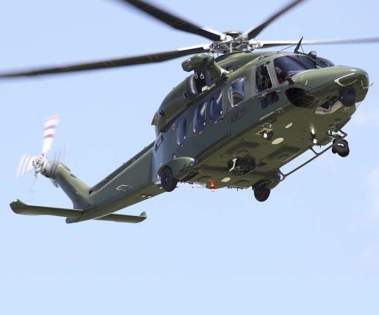 Leonardo displays AW149 helicopter at the DSEI 2019 exhibition