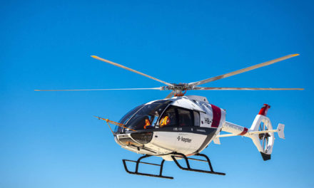 Kopter presenting the final design features of its SH09 helicopter at HAI Heli-Expo 2020