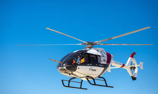 Kopter presenting the final design features of its SH09 helicopter at HAI Heli-Expo 2020