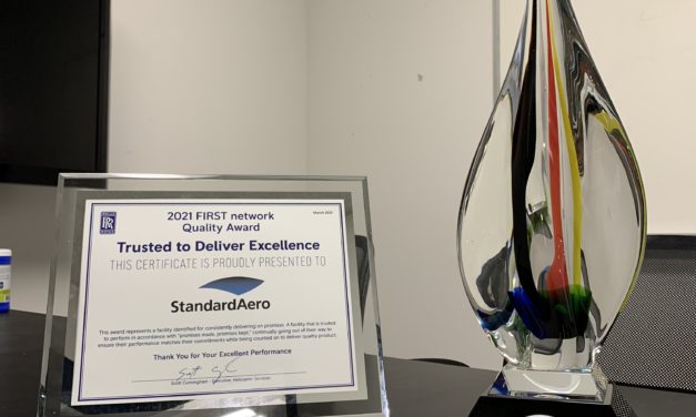 StandardAero Recognized by Rolls-Royce for the 2021 “Trusted to Deliver Excellence” Award during annual FIRST Network Recognition Event